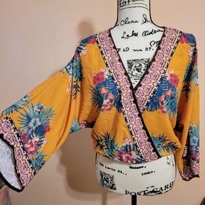 Flying Tomato Yellow Floral Crop Top